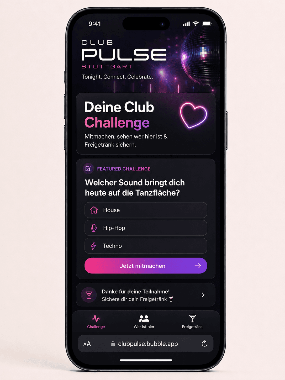 Club Bubble Beispiel