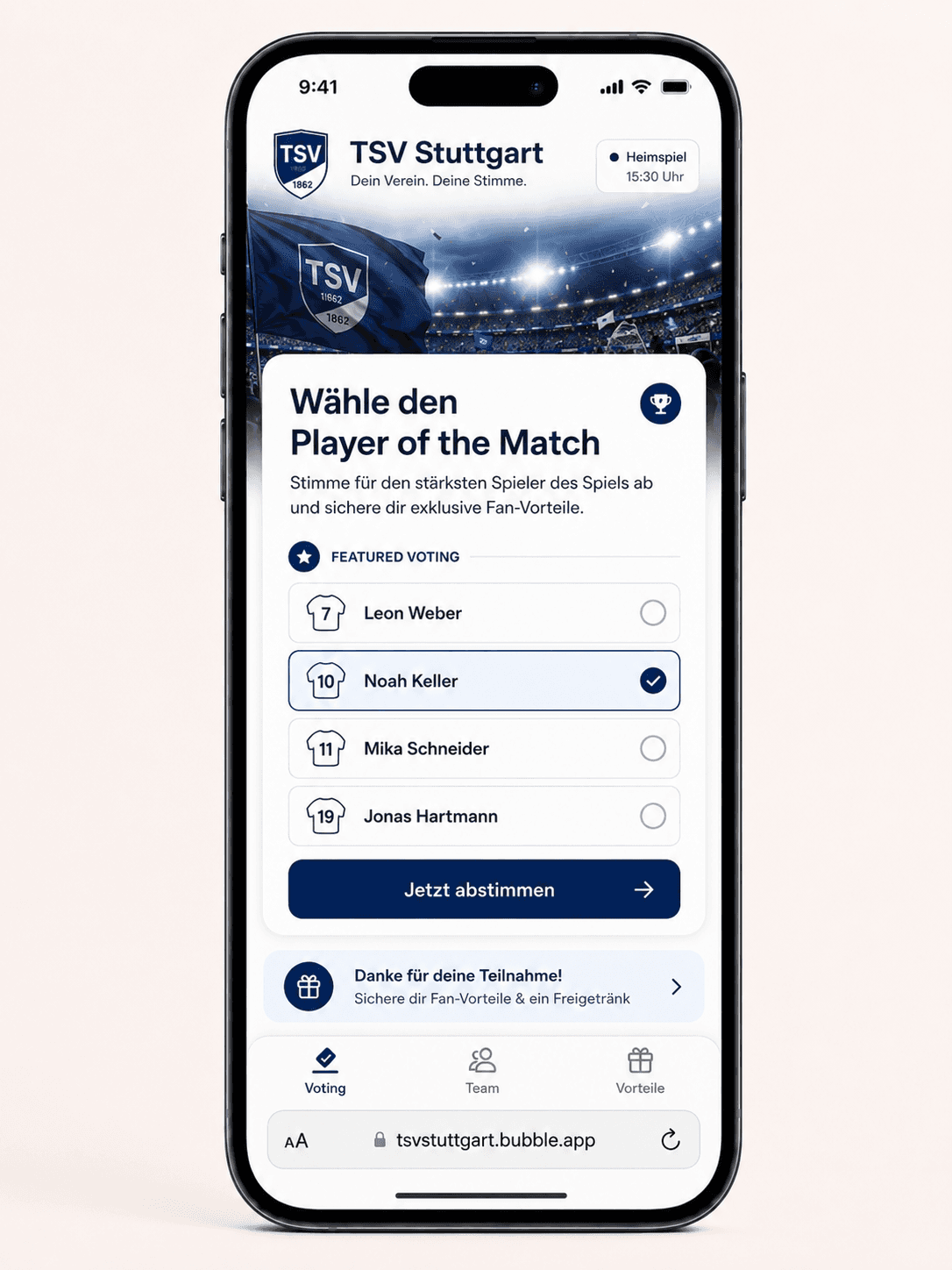 Sportverein Bubble Beispiel